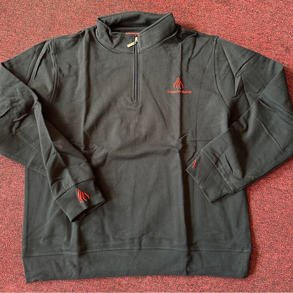 Moscow Ballet Black vintage Quarter-Zip Pullover with Red Logo